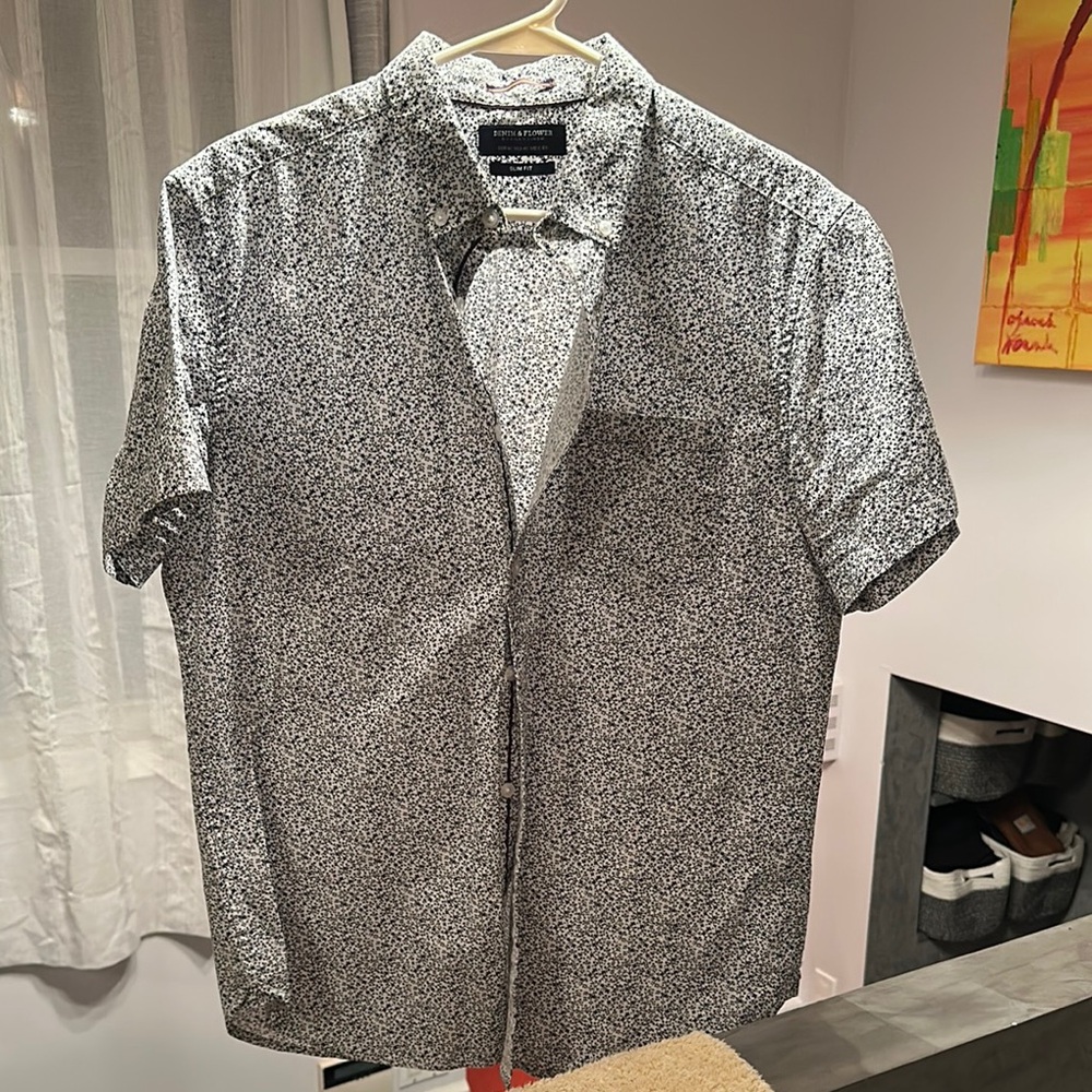 Men's Black and White Printed Shirt